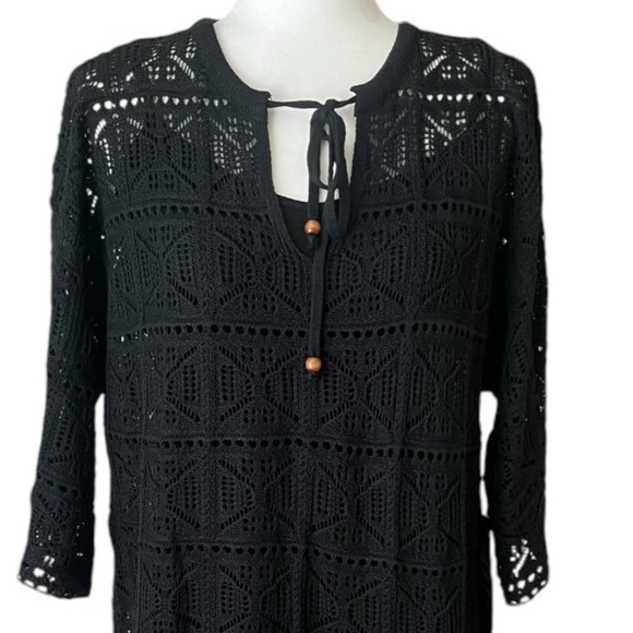 Pomander Place Tuckernuck Kai Black Crochet Knit Mini Boho Dress Size Small - Picture 3 of 12